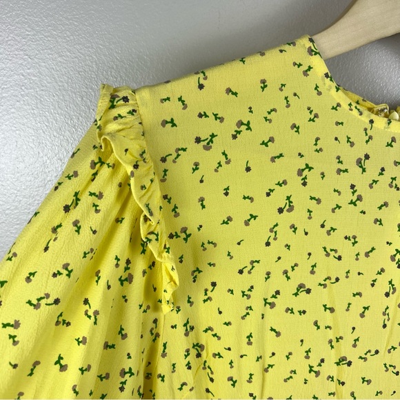Faithfull the Brand Edwina Mini Dress Size 4 Yellow Micro Floral Brunch Date NWT - Picture 6 of 12